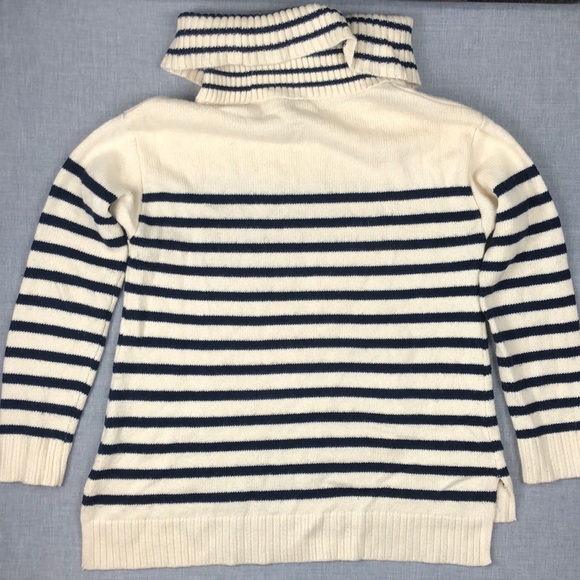 Charter Club Navy/Ivory Stripe Cowl Neck Sweater M - Picture 5 of 5